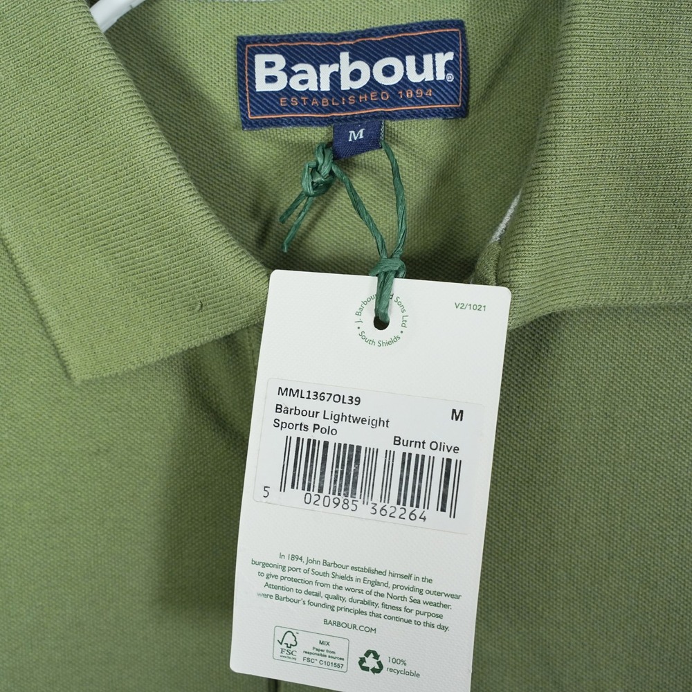 Barbour Mens Lightweight Sports‎ Polo Shirt Burnt Olive Green Size M - READ - Picture 3 of 9